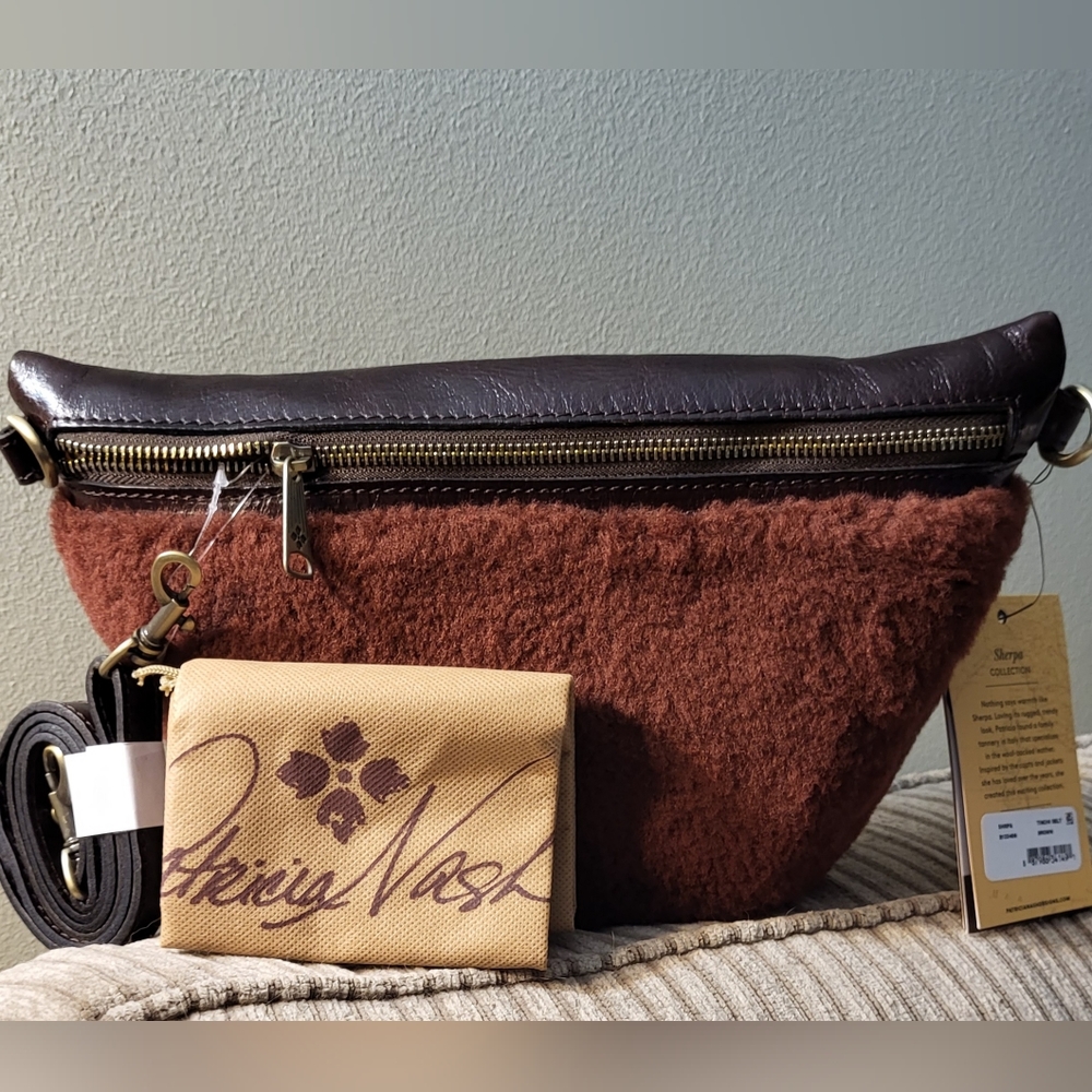🎁Patricia Nash Tinchi Sling Bum Bag with Sherpa and Leather